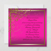 Invitation Fête d'anniversaire rose vif pour femme Or Rose vi (Dos)