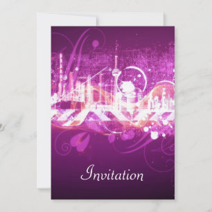 Invitation fête d'anniversaire rose Ville rose
