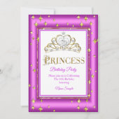 Invitation Fête d'anniversaire Rose Violet Princesse Dorée (Devant)