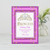 Invitation Fête d'anniversaire Rose Violet Princesse Dorée (Debout devant)
