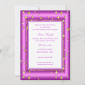 Invitation Fête d'anniversaire Rose Violet Princesse Dorée (Dos)