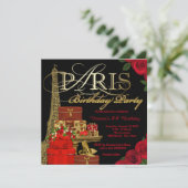 Invitation Fête d'anniversaire rouge à Paris (Debout devant)