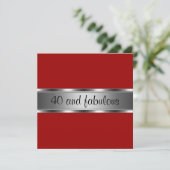 Invitation Fête d'anniversaire Rouge Argent Fabule (Debout devant)