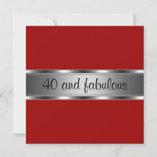 Invitation Fête d'anniversaire Rouge Argent Fabule (Devant)