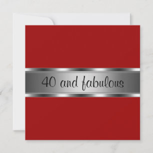 Invitation Fête d'anniversaire Rouge Argent Fabule