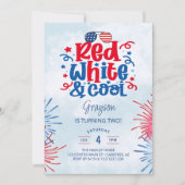 Invitation Fête d'anniversaire Rouge Blanc & Cool (Devant)