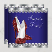 Invitation Fête d'anniversaire rouge blanc et bleu (Devant / Derrière)