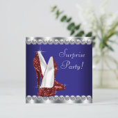 Invitation Fête d'anniversaire rouge blanc et bleu (Debout devant)