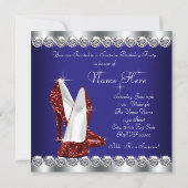 Invitation Fête d'anniversaire rouge blanc et bleu (Dos)