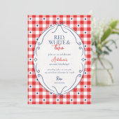 Invitation Fête d'anniversaire Rouge Blanc et Deux Secondes (Debout devant)