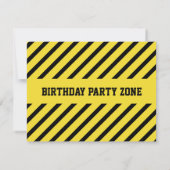 Invitation Fête d'anniversaire rouge de thème de construction (Dos)