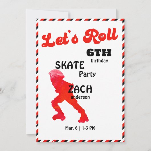 Invitation Fête d'anniversaire rouge et noir (Devant)