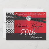 Invitation Fête d'anniversaire rouge et noir (Devant)