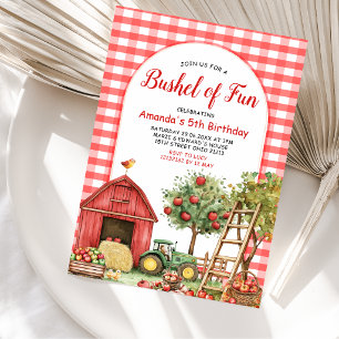 Invitation Fête d'anniversaire Rouge Gingham de Fun