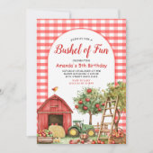 Invitation Fête d'anniversaire Rouge Gingham de Fun (Devant)