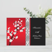 Invitation Fête d'Anniversaire Rouge Noir asiatique (Debout devant)