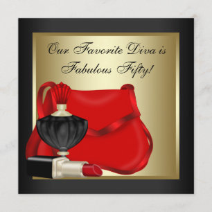 Invitation Fête d'anniversaire rouge, noir et or