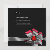 Invitation Fête d'anniversaire Rouge noir gris argent bijou d (Dos)