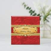 Invitation Fête d'anniversaire rouge or diamant (Debout devant)