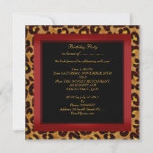 Invitation Fête d'anniversaire Rouge Or Noir Léopard (Dos)