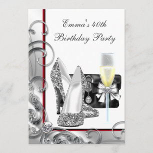 Invitation Fête d'anniversaire rouge pour les femmes