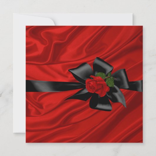 Invitation Fête d'anniversaire Rouge Rose Black Bow (Dos)