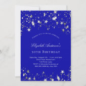 Invitation fête d'anniversaire royal bleu étoiles luxe (Devant)