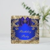Invitation Fête d'anniversaire Royal Blue and Gold (Debout devant)