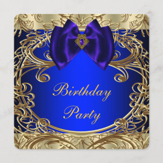 Invitation Fête d'anniversaire Royal Blue and Gold