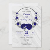Invitation fête d'anniversaire royal blue gris argent (Devant)