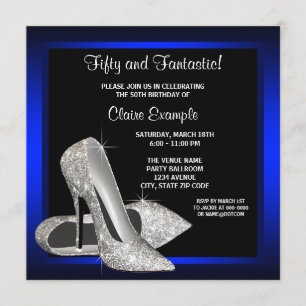 Invitation Fête d'anniversaire Royal Blue High Heels