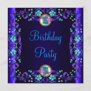 Invitation Fête d'anniversaire Royal Blue Purple