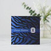 Invitation Fête d'anniversaire Royal Blue Zebra Sweet Sixteen (Debout devant)