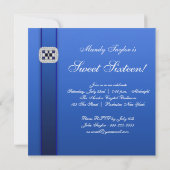 Invitation Fête d'anniversaire Royal Blue Zebra Sweet Sixteen (Dos)