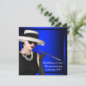 Invitation Fête d'anniversaire royale bleu classeuse diva (Debout devant)