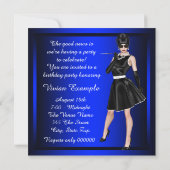 Invitation Fête d'anniversaire royale bleu classeuse diva (Dos)