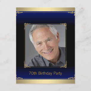Invitation Fête d'anniversaire royale bleue et or pour hommes