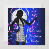 Invitation Fête d'anniversaire royale bleue pour femme (Devant)