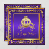 Invitation Fête d'anniversaire royale de Purple Gold Fête d'e (Devant / Derrière)
