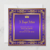 Invitation Fête d'anniversaire royale de Purple Gold Fête d'e (Dos)