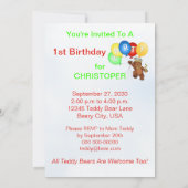 Invitation Fête d'anniversaire royale d'ours de nounours ?ère (Dos)