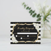 Invitation Fête d'anniversaire RSVP - Gold Black White Card (Debout devant)