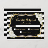 Invitation Fête d'anniversaire RSVP - Gold Black White Card (Devant / Derrière)