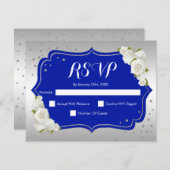 Invitation Fête d'anniversaire RSVP - Royal Blue Silver White (Devant / Derrière)