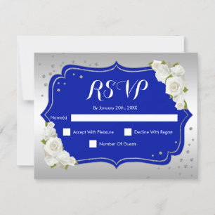 Invitation Fête d'anniversaire RSVP - Royal Blue Silver White
