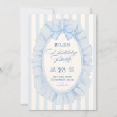 Invitation Fête d'anniversaire ruban souple bleu (Devant)