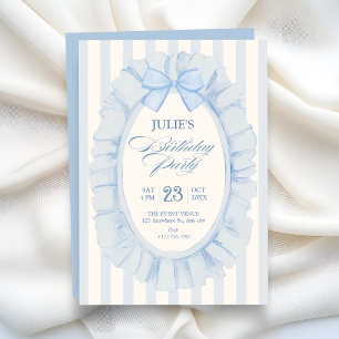 Invitation Fête d'anniversaire ruban souple bleu