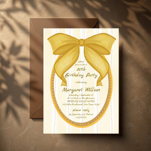 Invitation Fête d'anniversaire rubans rétro nœud coquette jau
