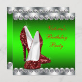 Invitation Fête d'anniversaire Ruby Red et Green Christmas (Devant / Derrière)