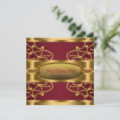 Invitation Fête d'anniversaire Ruby Red Wine et Burgundy Gold (Debout devant)